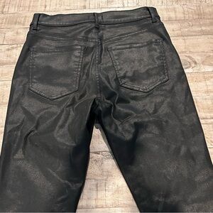 Express Black Jeans Wax Coated Button Fly High Rise Skinny New Condition Size 8